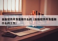 金融软件开发是做什么的（金融软件开发是做什么的工作）