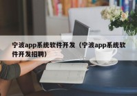 宁波app系统软件开发（宁波app系统软件开发招聘）