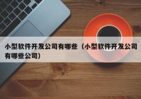 小型软件开发公司有哪些（小型软件开发公司有哪些公司）